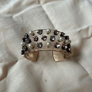 J. Crew acetate pearl & crystal cuff
